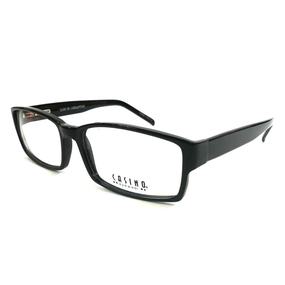 Casino Eyewear Eyeglasses Frames CLINT EBONY Black Rectangle Full Rim 60-19-150